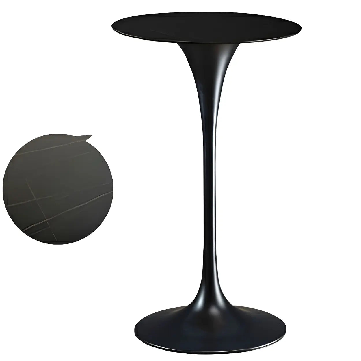 Minimalist Small Round Pedestal Bar Table — White-Gold / Table Only