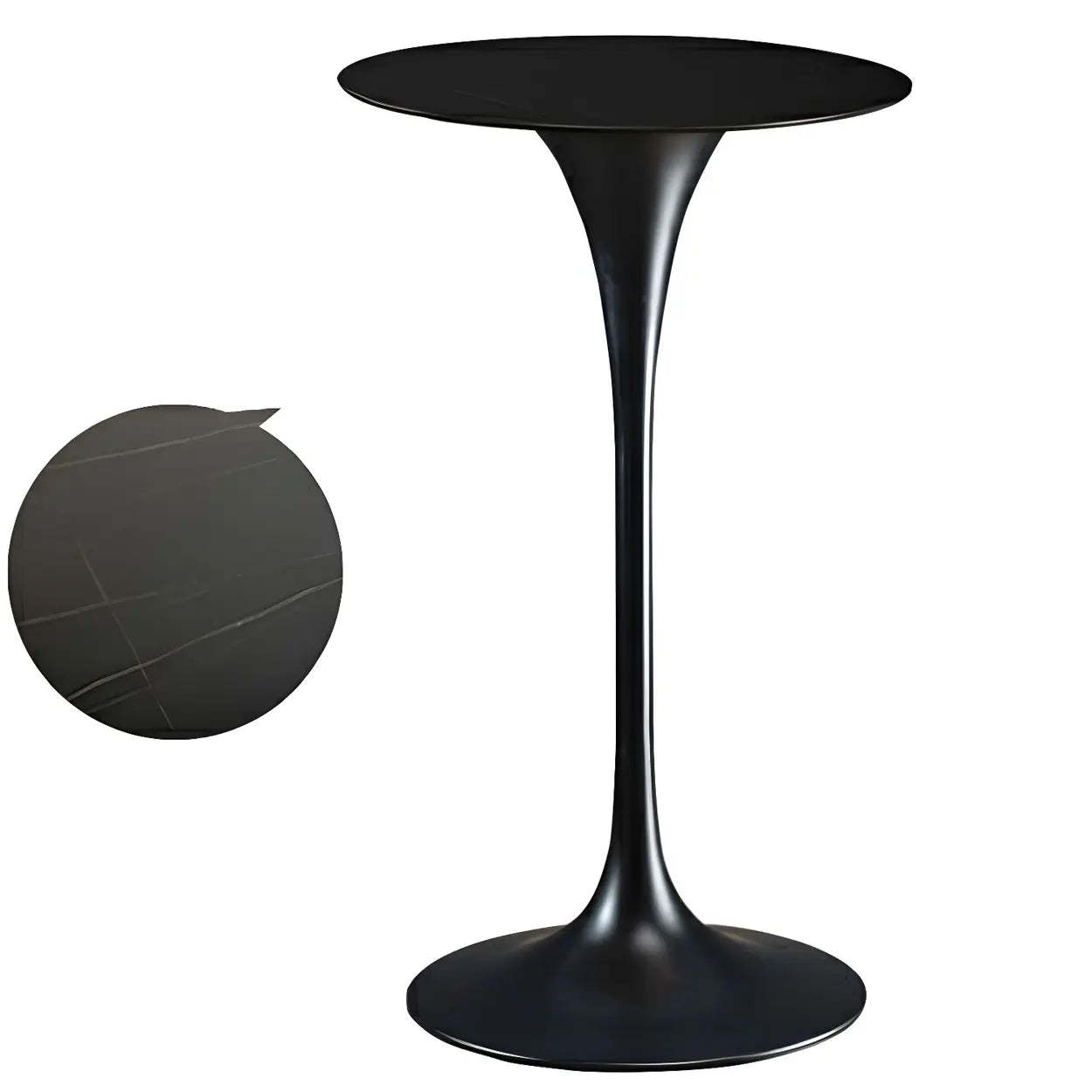Minimalist Small Round Pedestal Bar Table — White-Gold / Table Only