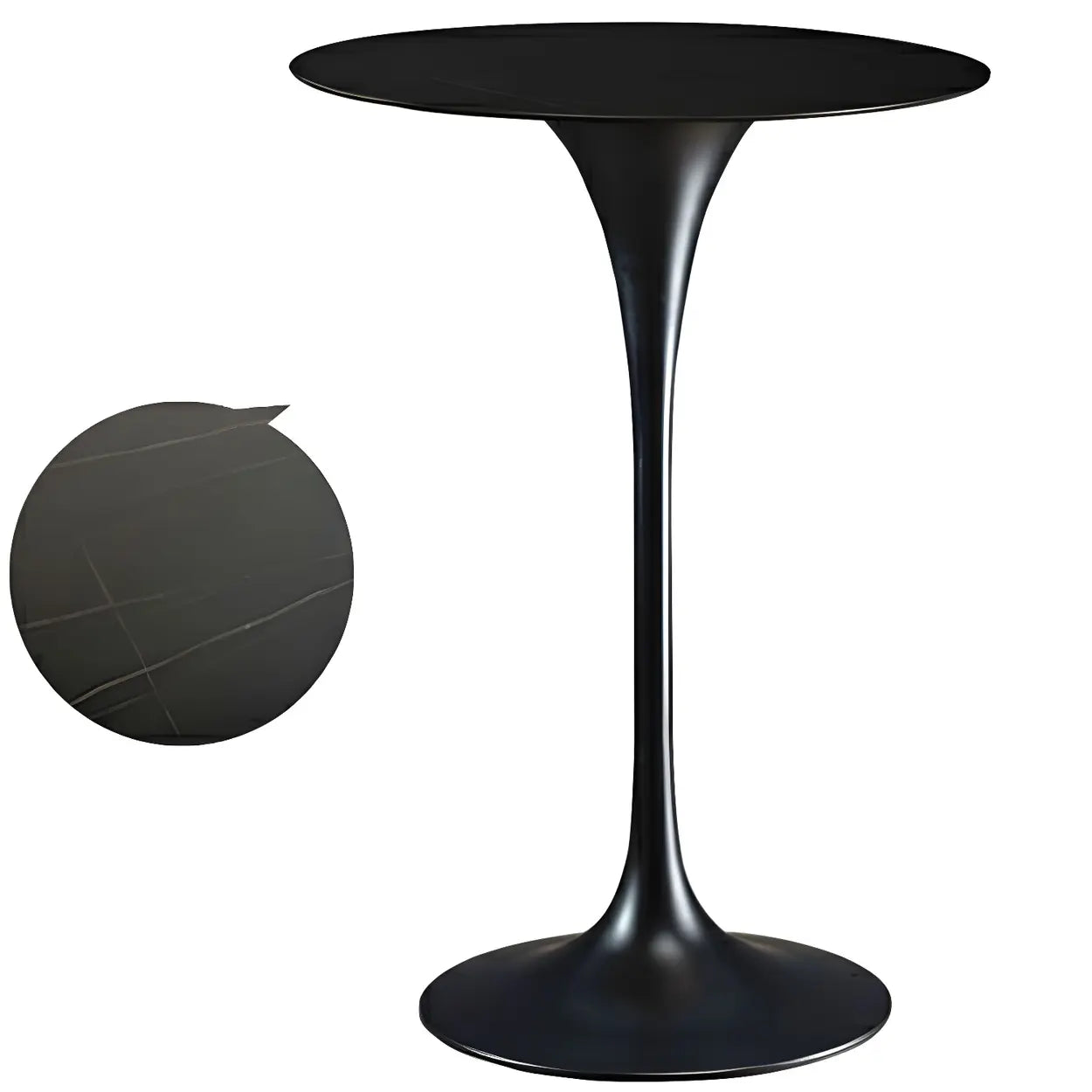Minimalist Small Round Pedestal Bar Table — Walnut/ Gold / Table Only