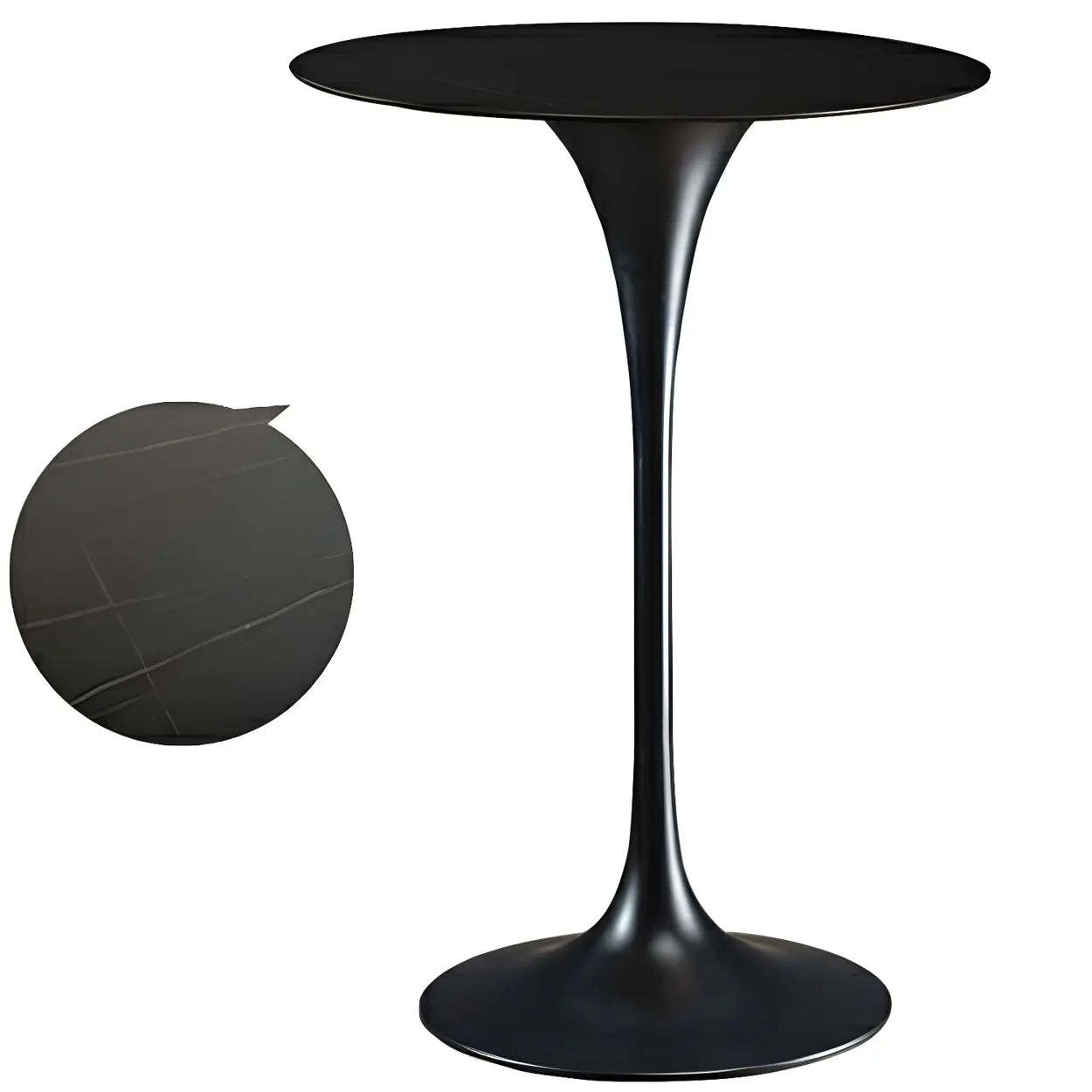 Minimalist Small Round Pedestal Bar Table — Walnut/ Gold / Table Only