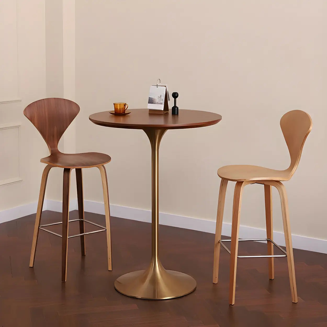 Minimalist Small Round Pedestal Bar Table — Black / Table Only