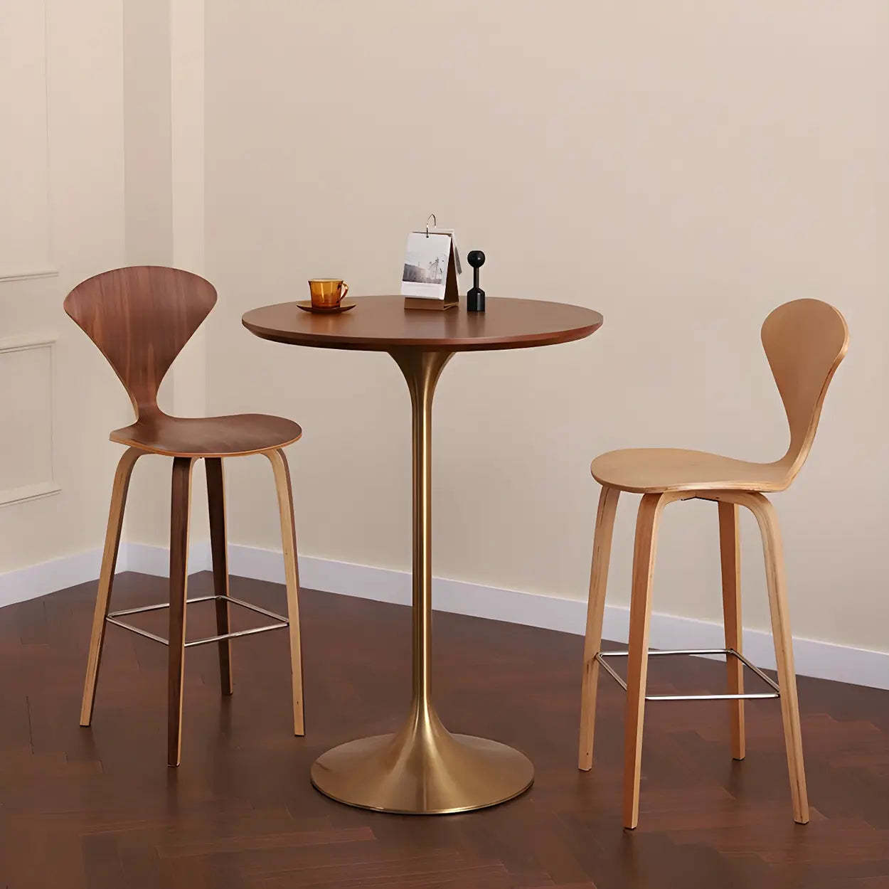 Minimalist Small Round Pedestal Bar Table — Black / Table Only