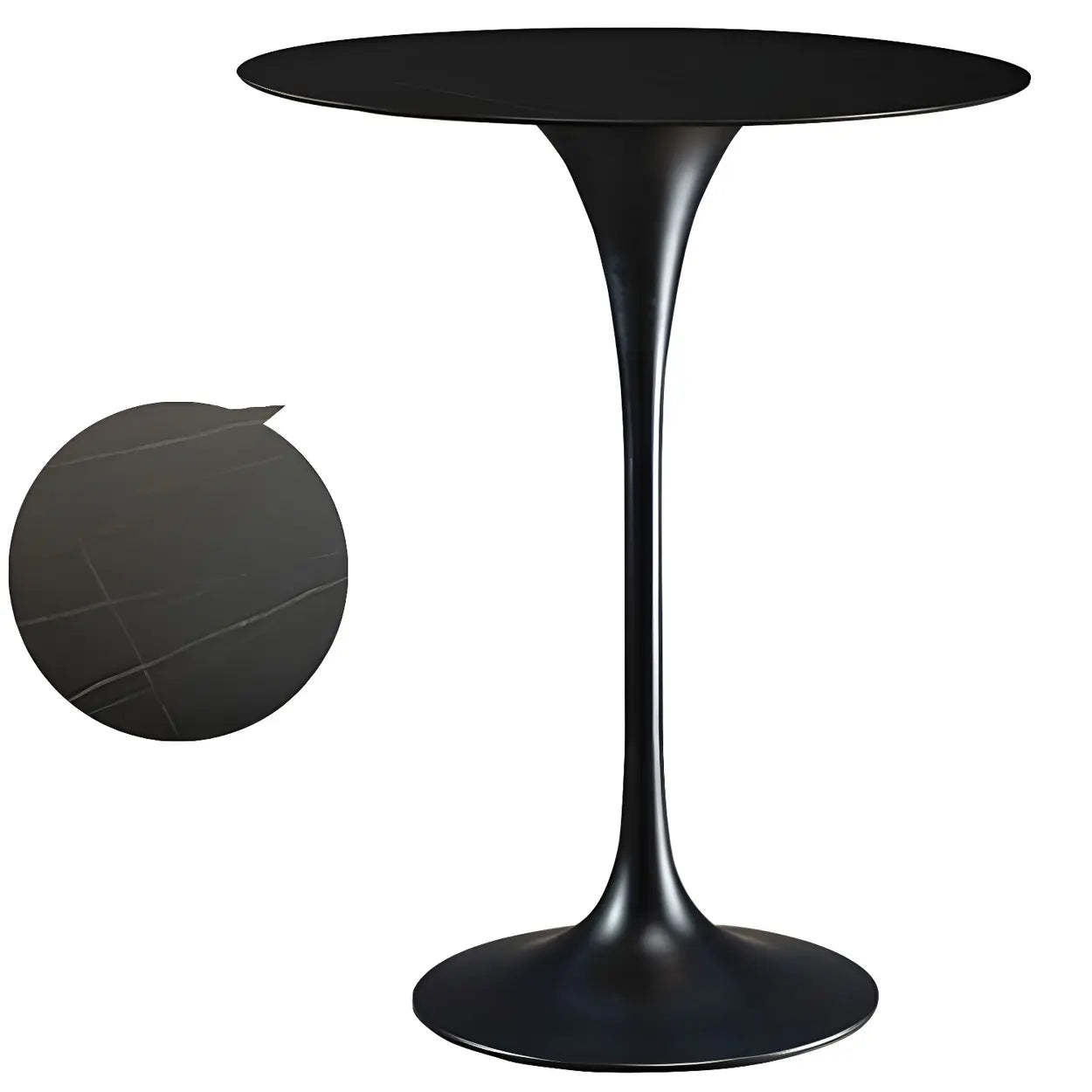 Minimalist Small Round Pedestal Bar Table — Black / Table Only