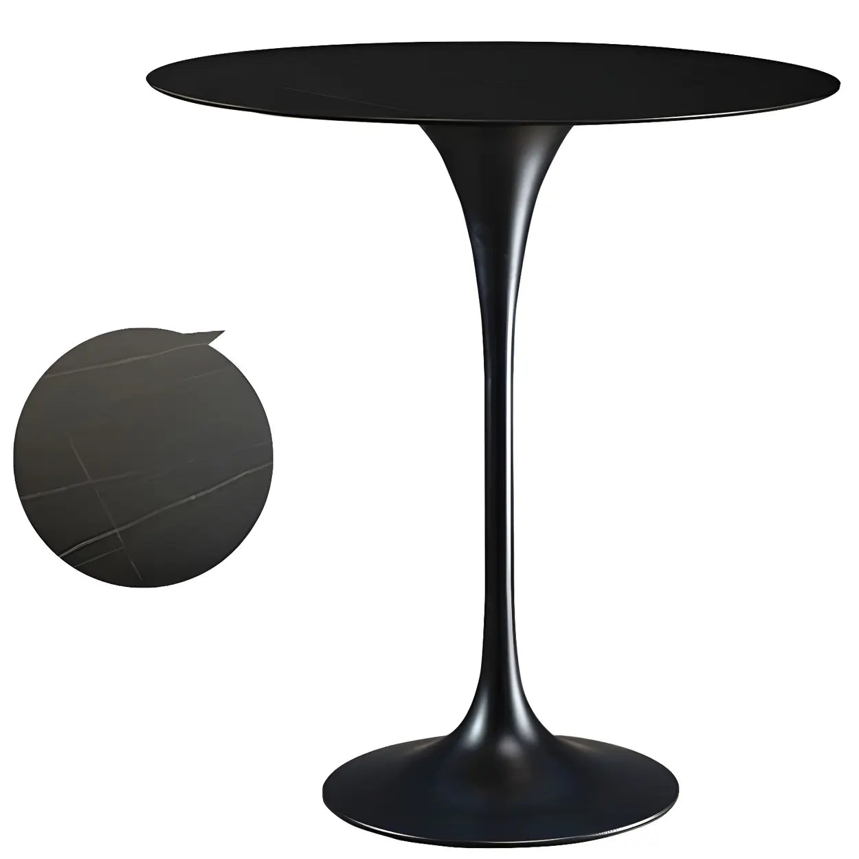 Minimalist Small Round Pedestal Bar Table — Black-Gold / Table Only