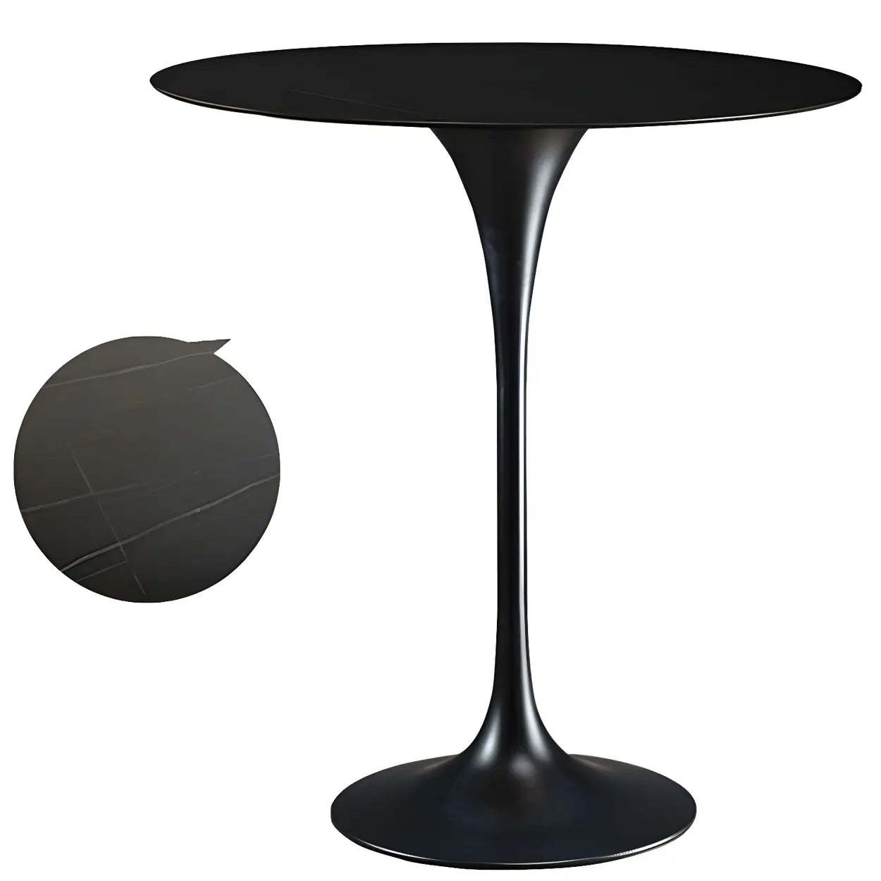 Minimalist Small Round Pedestal Bar Table — Black-Gold / Table Only