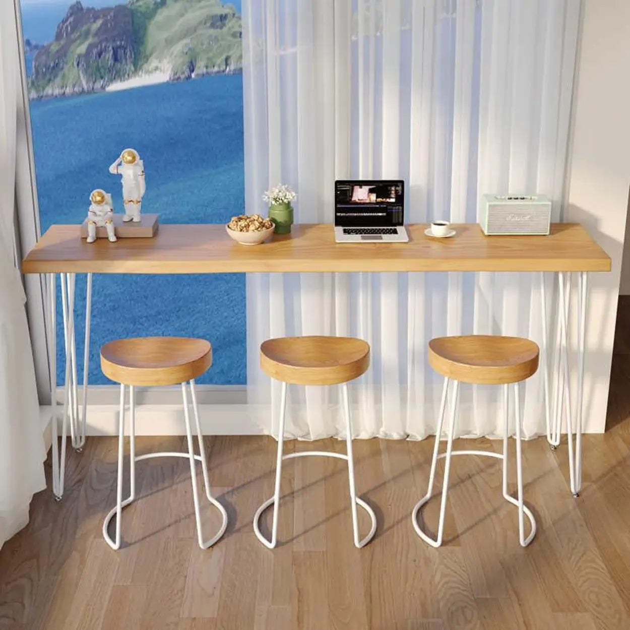 Minimalist Slim Natural Bar Table — Table Only