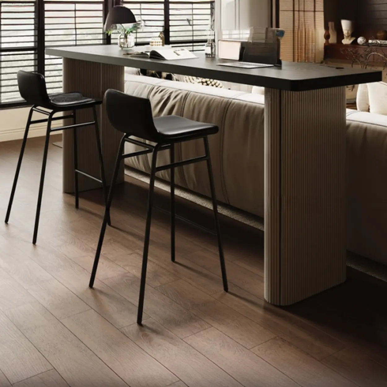 Minimalist Rectangular Wood Sofa Bar Table — Table Only