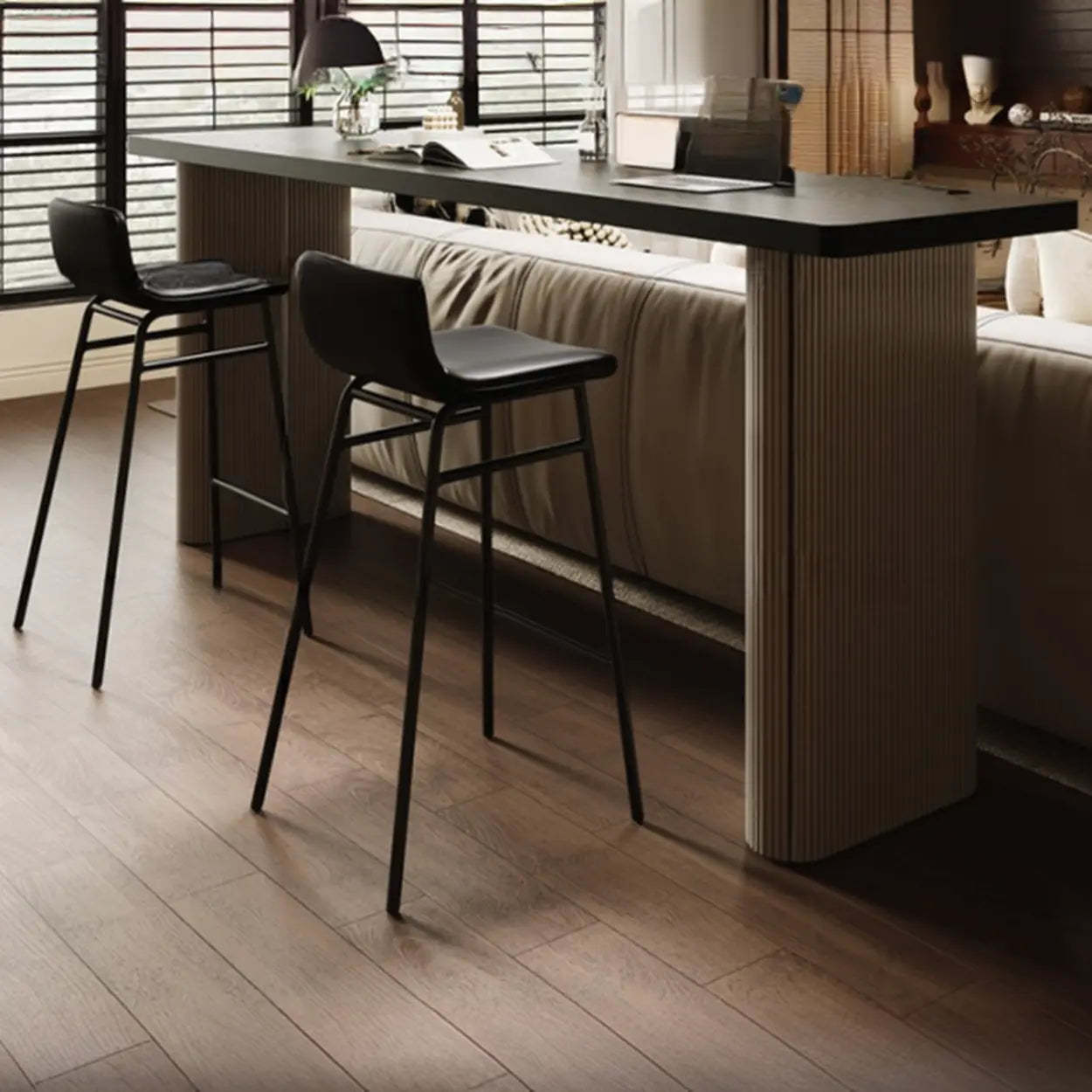 Minimalist Rectangular Wood Sofa Bar Table — Table Only
