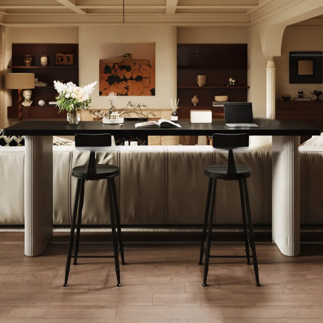Minimalist Rectangular Wood Sofa Bar Table — Table Only