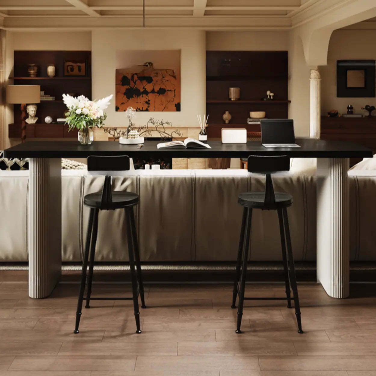 Minimalist Rectangular Wood Sofa Bar Table — Table Only