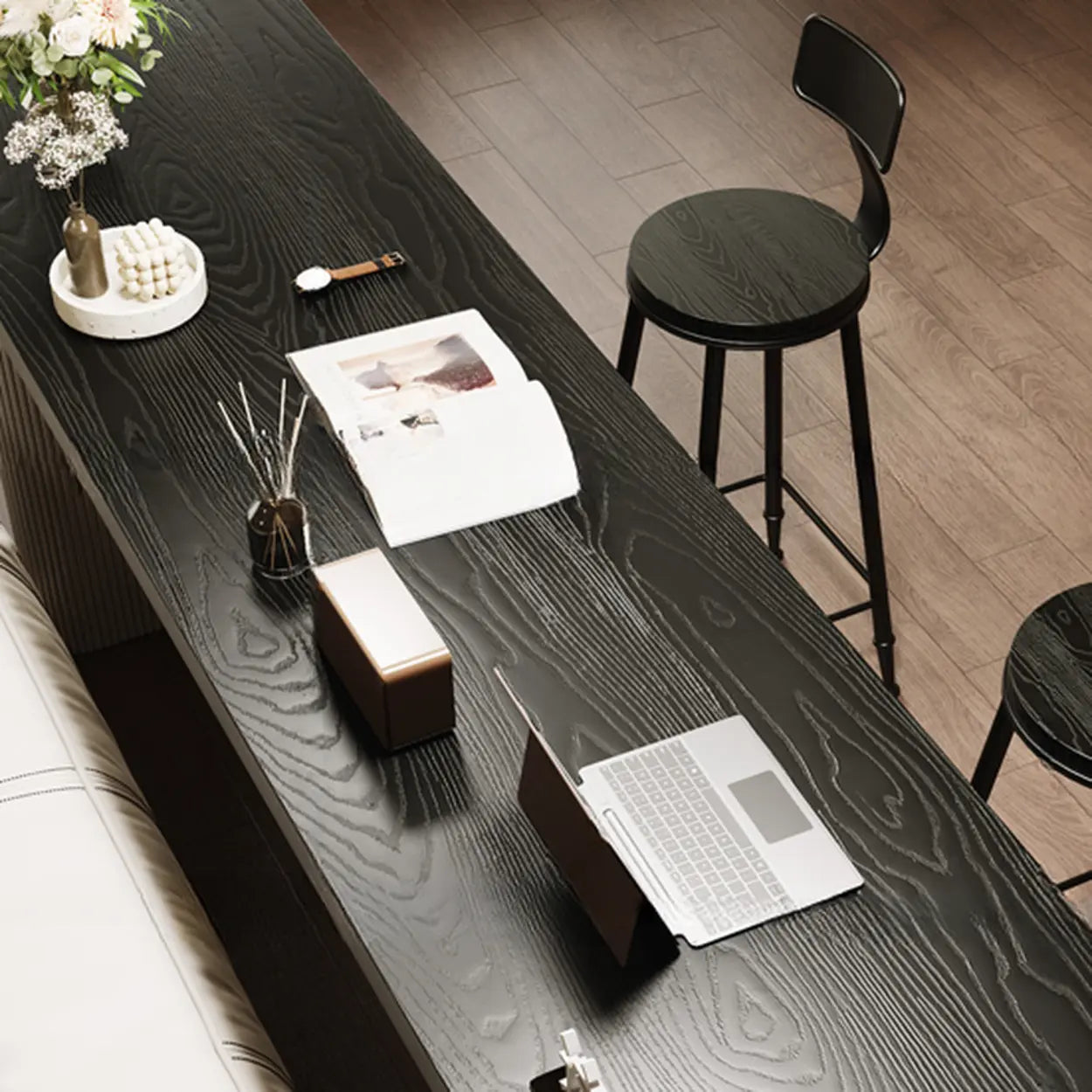 Minimalist Rectangular Wood Sofa Bar Table — Table Only