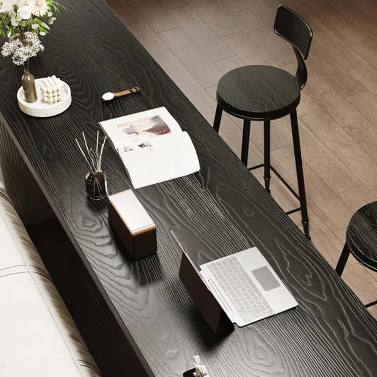 Minimalist Rectangular Wood Sofa Bar Table — Table Only