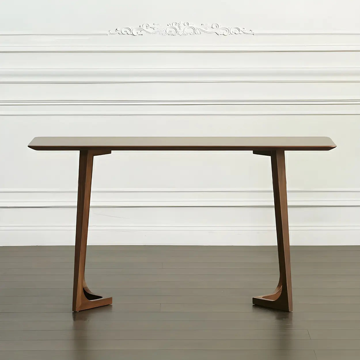 Minimalist Brown Wood Rectangular Console Table