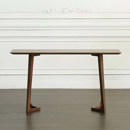 Minimalist Brown Wood Rectangular Console Table