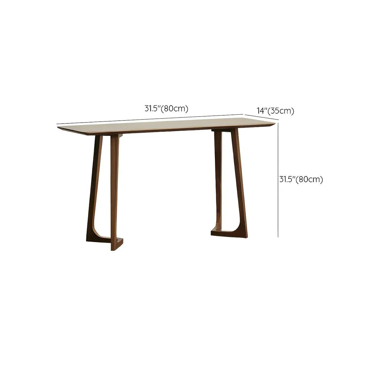 Minimalist Brown Wood Rectangular Console Table