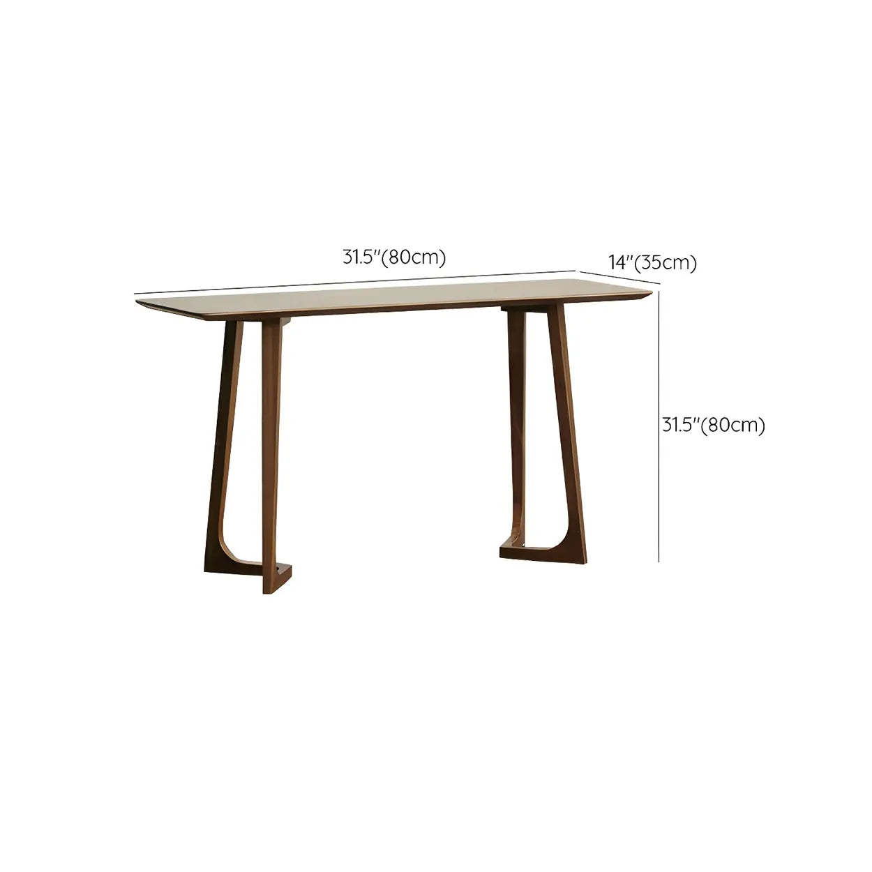 Minimalist Brown Wood Rectangular Console Table