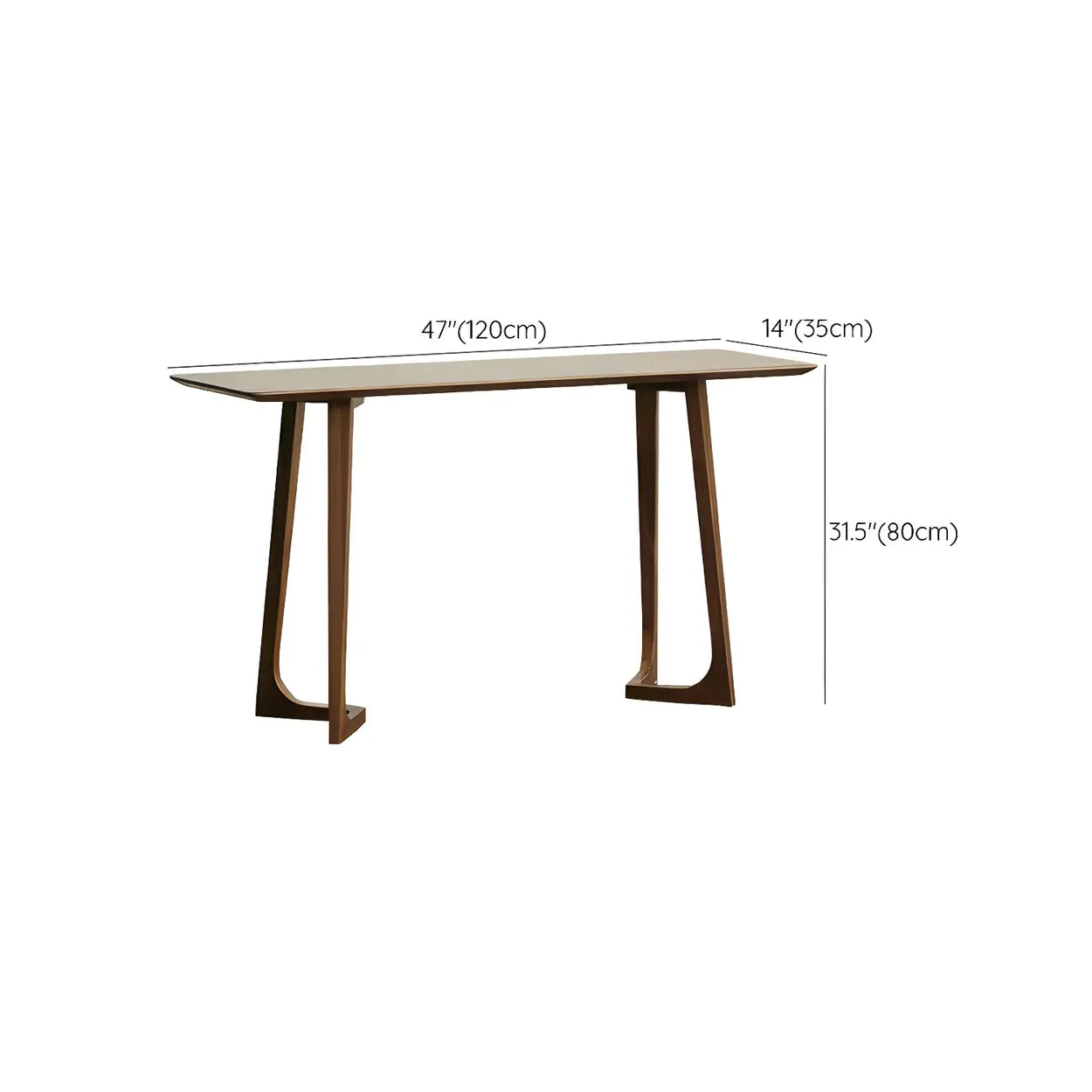 Minimalist Brown Wood Rectangular Console Table