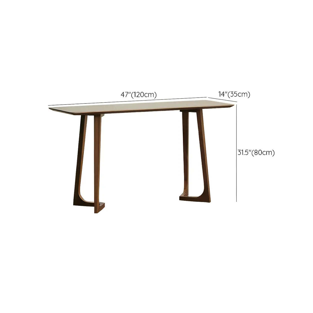 Minimalist Brown Wood Rectangular Console Table