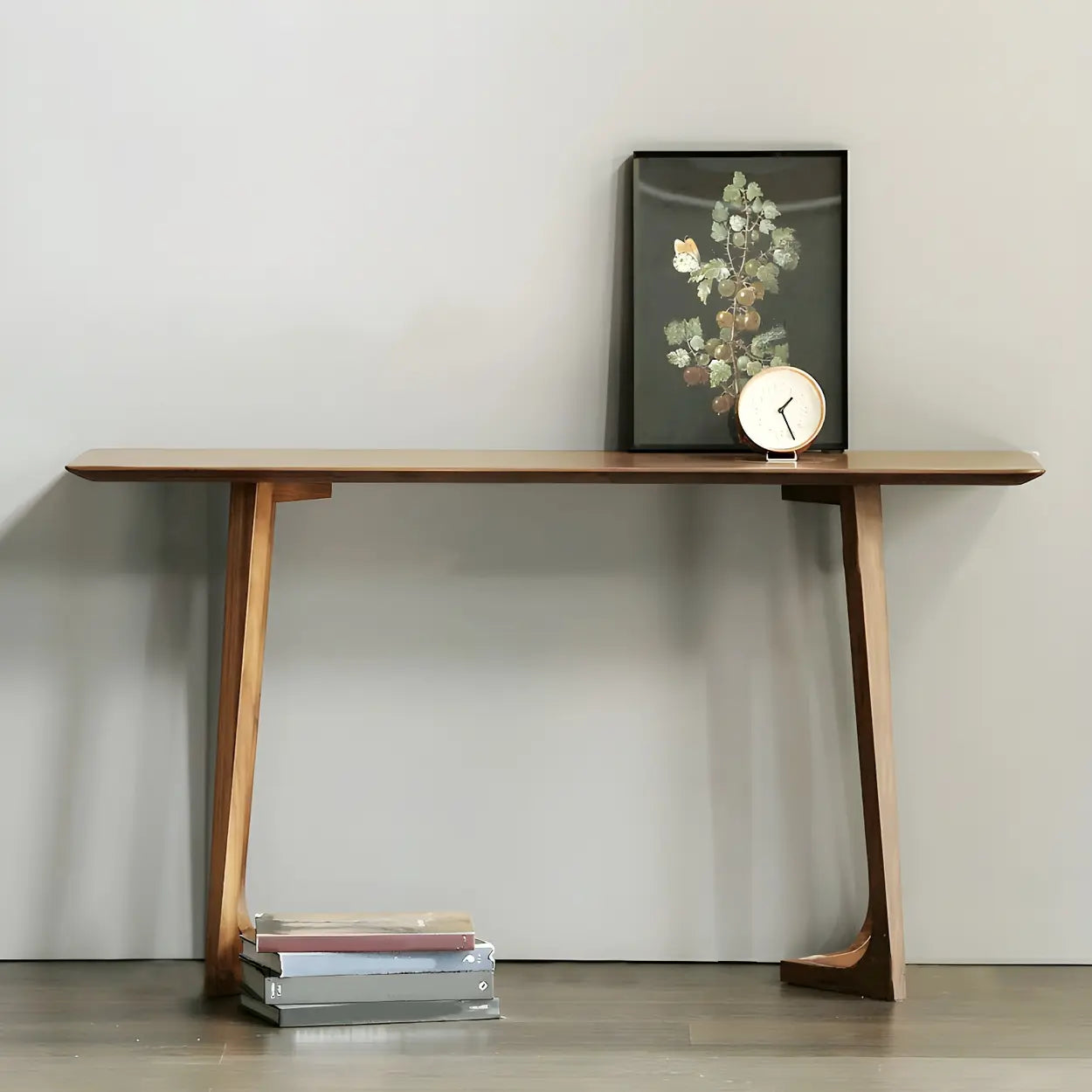 Minimalist Brown Wood Rectangular Console Table