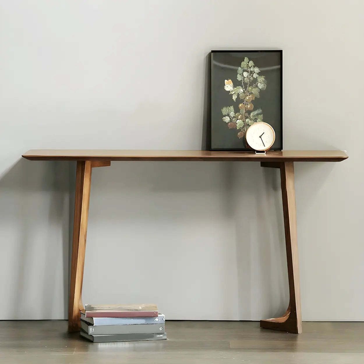Minimalist Brown Wood Rectangular Console Table