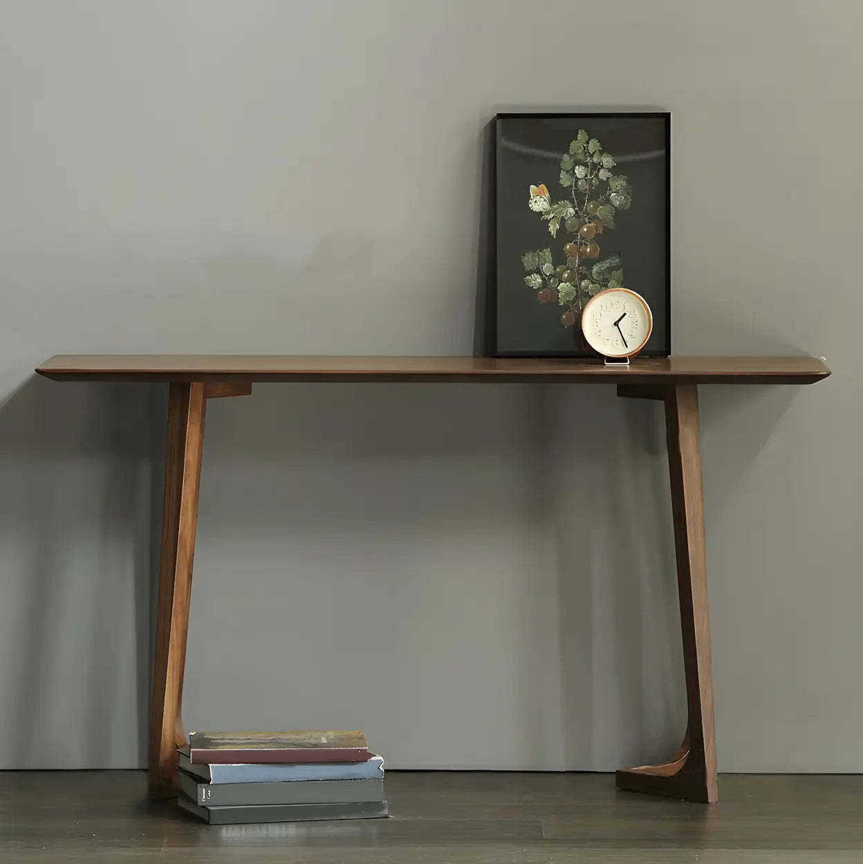 Minimalist Brown Wood Rectangular Console Table