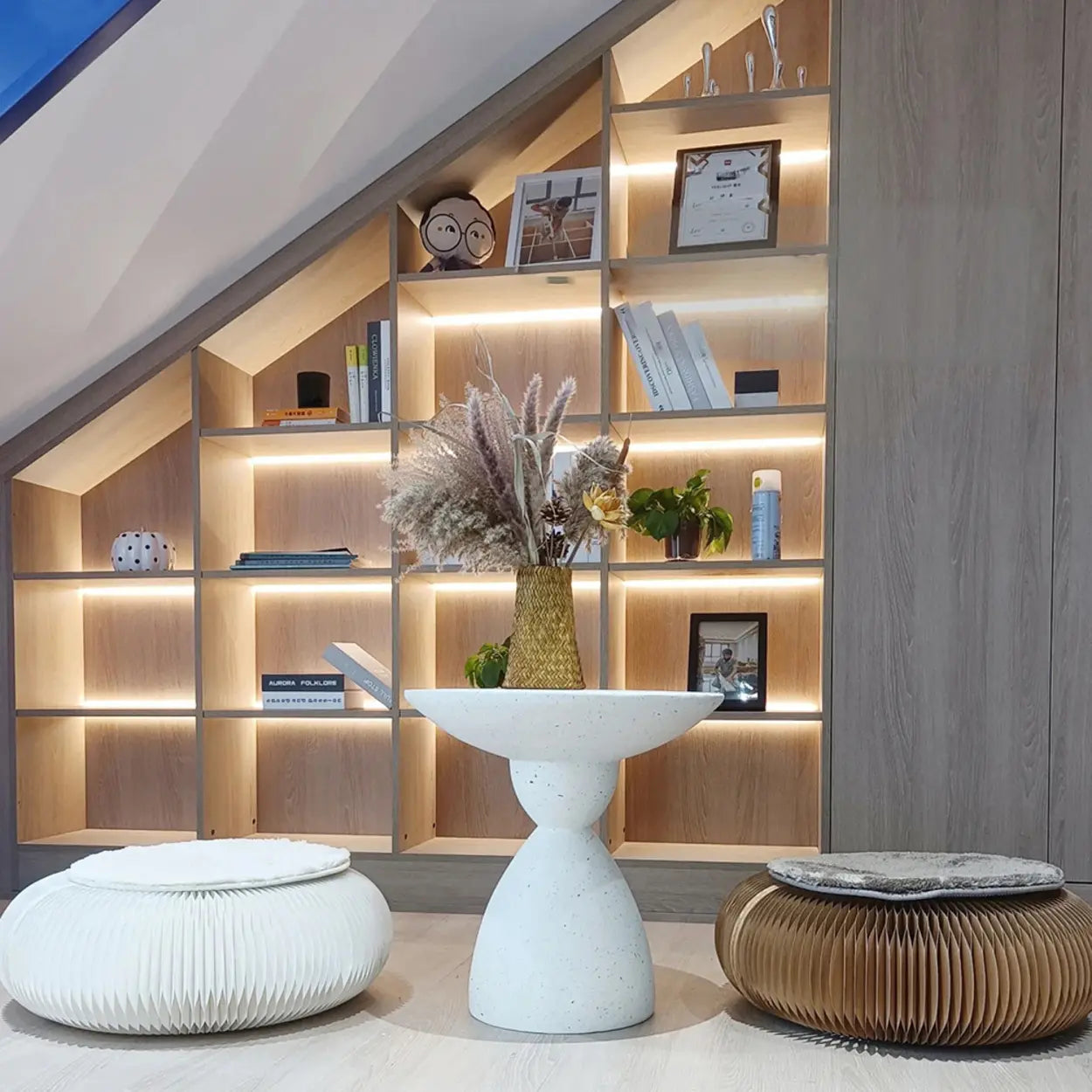 Minimalist Sculpted Round White Side Table