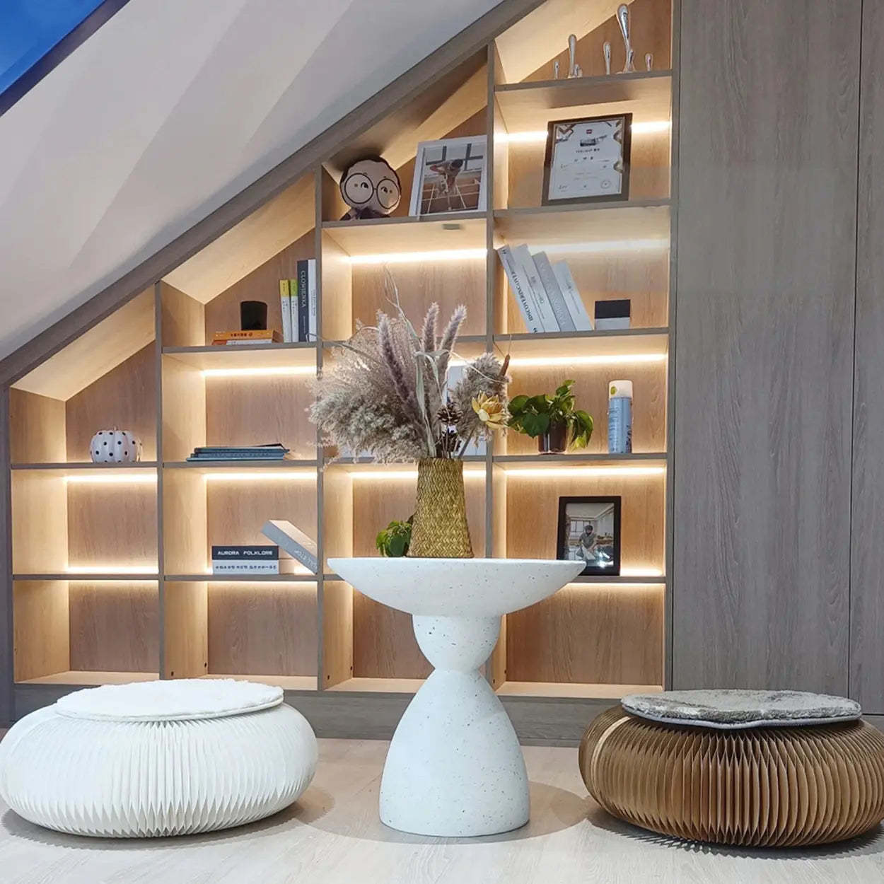 Minimalist Sculpted Round White Side Table