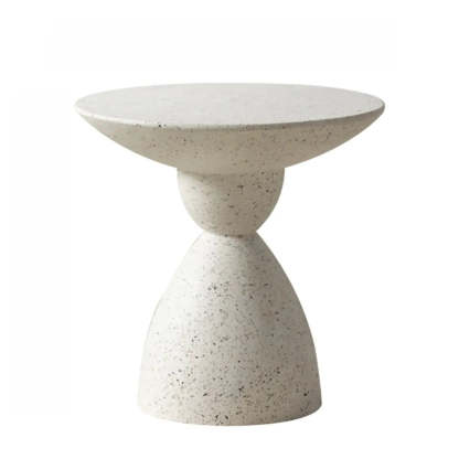 Minimalist Sculpted Round White Side Table