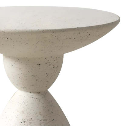 Minimalist Sculpted Round White Side Table