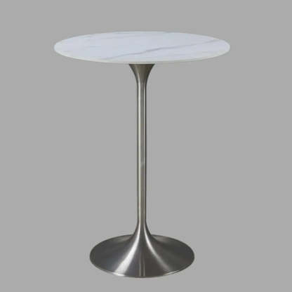 Minimalist Small Round Stone Bistro Bar Table