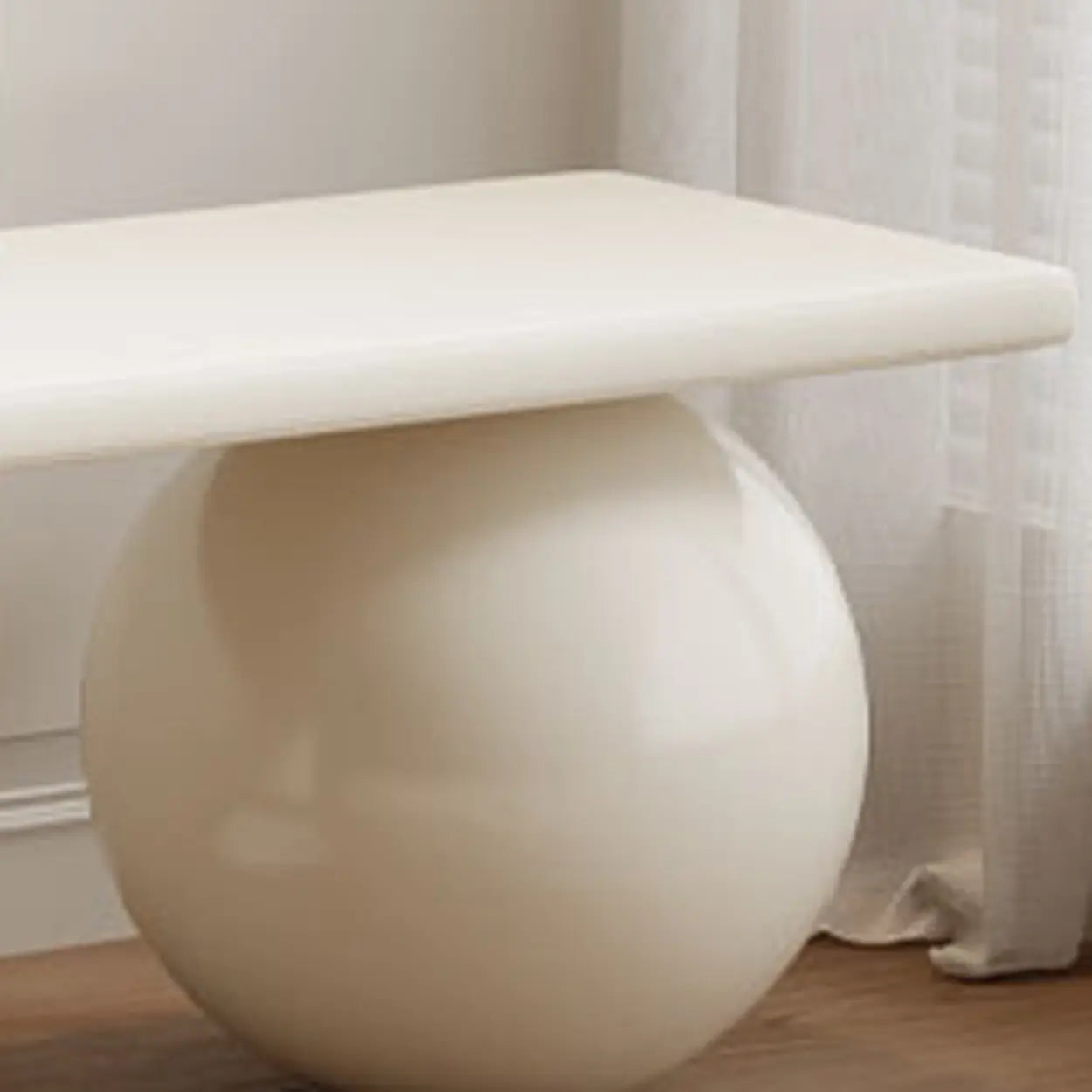 Minimalist Sphere Leg Bench Set — Cream White
