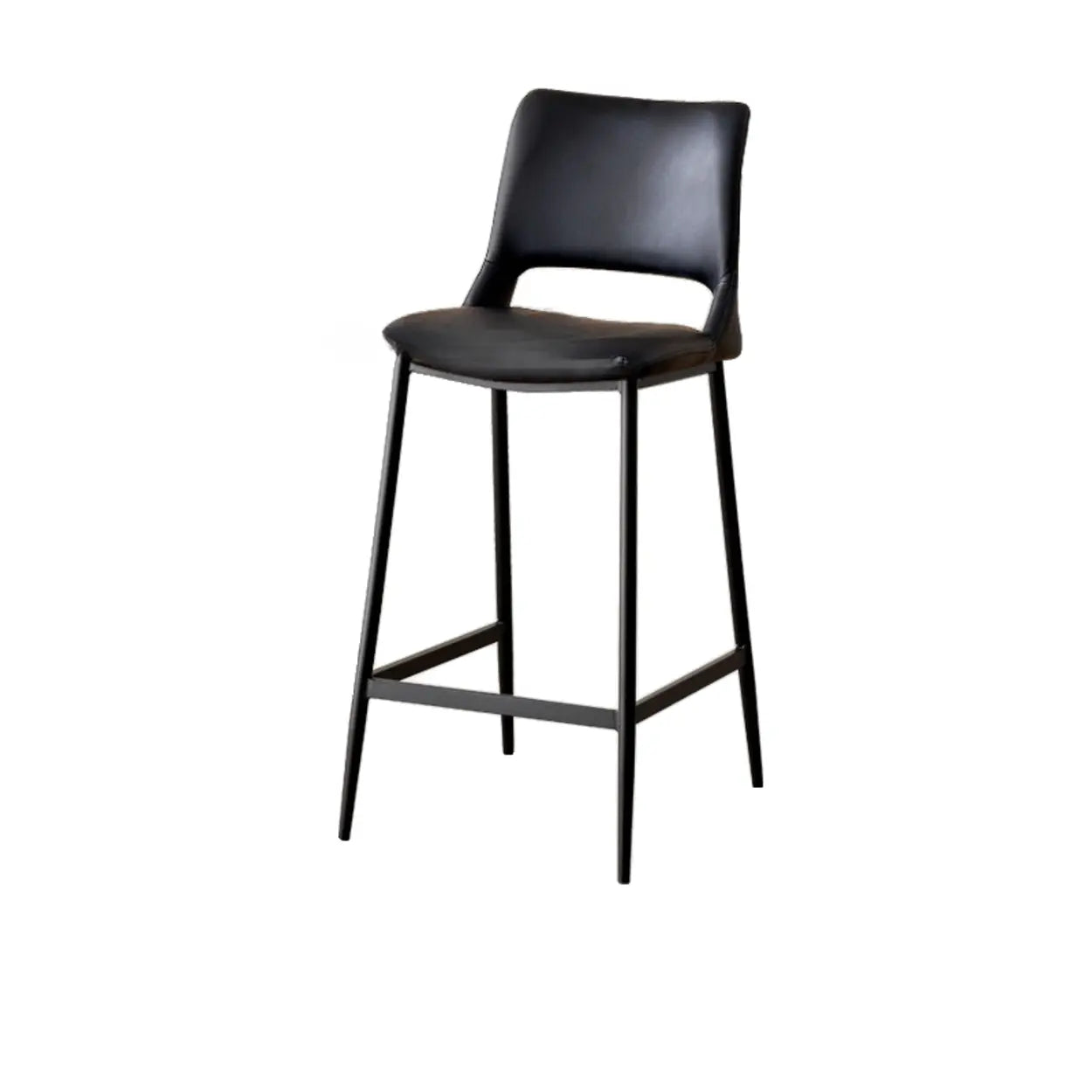 Minimalist Upholstered Low-Back Leather Saddle Bar Stool