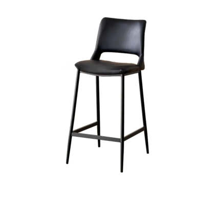 Minimalist Upholstered Low-Back Leather Saddle Bar Stool