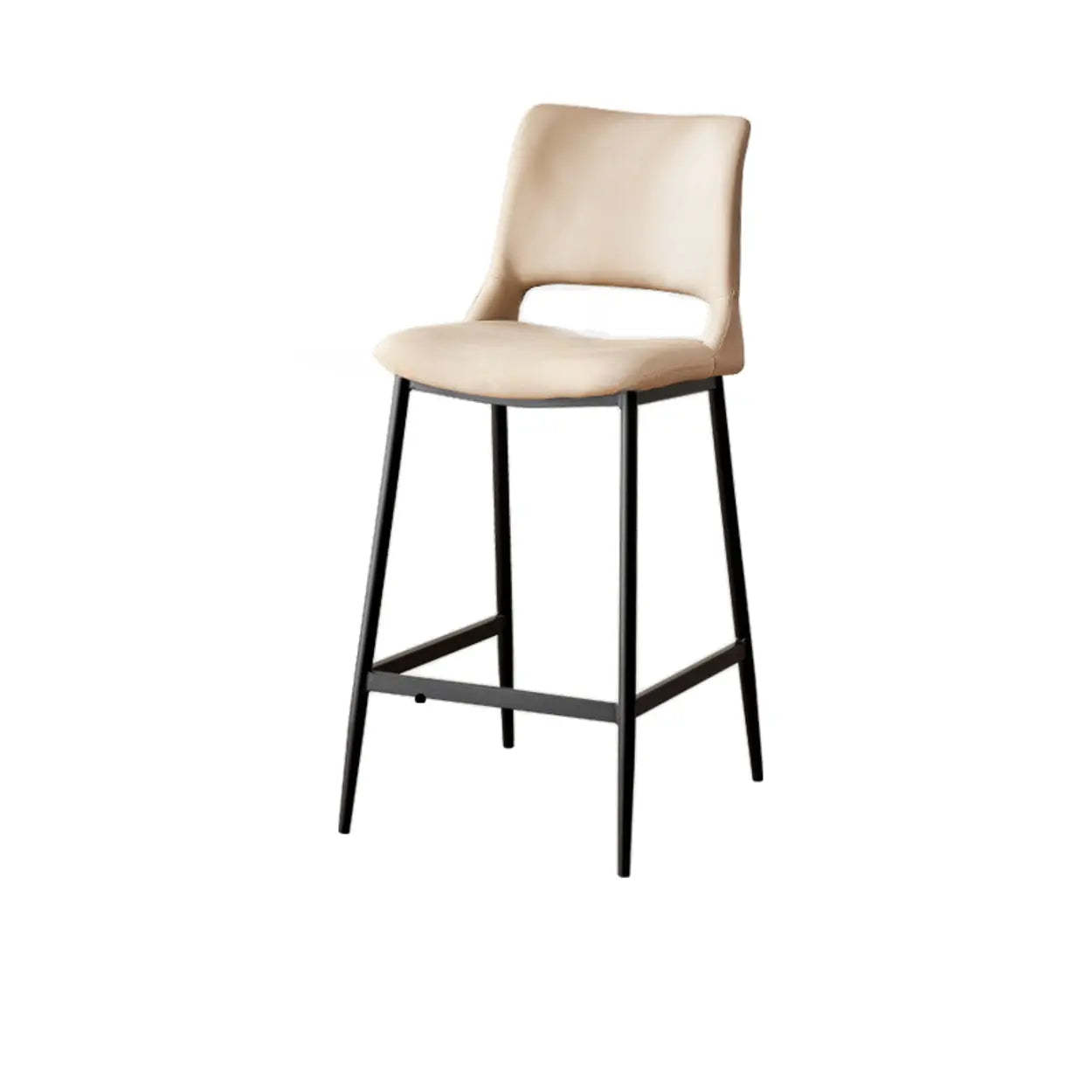 Minimalist Upholstered Low-Back Leather Saddle Bar Stool