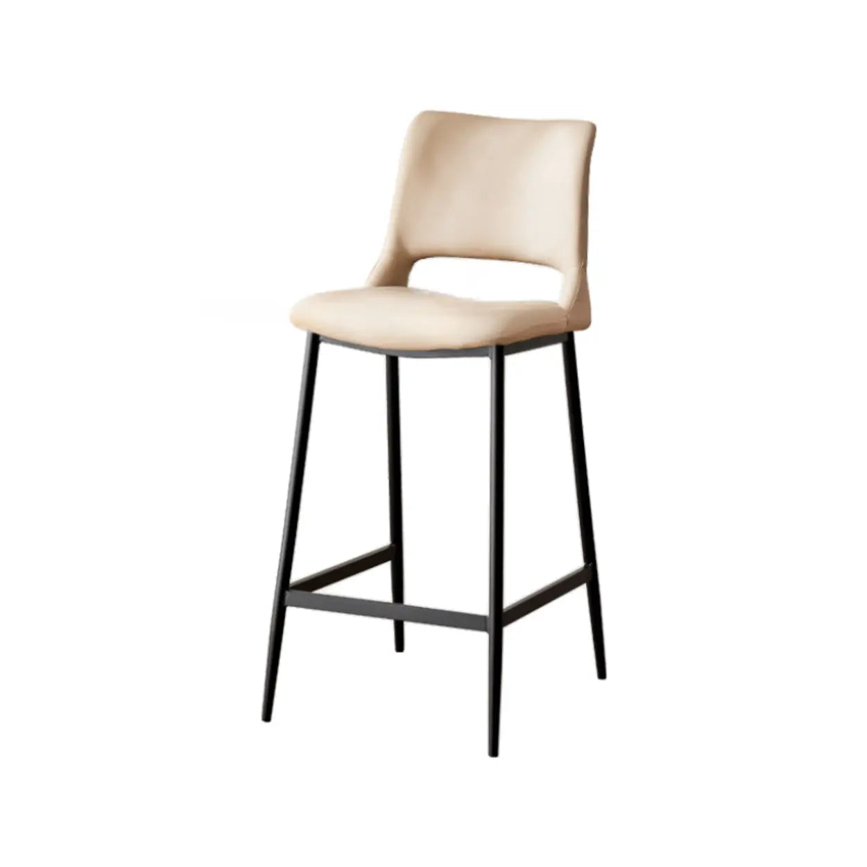 Minimalist Upholstered Low-Back Leather Saddle Bar Stool