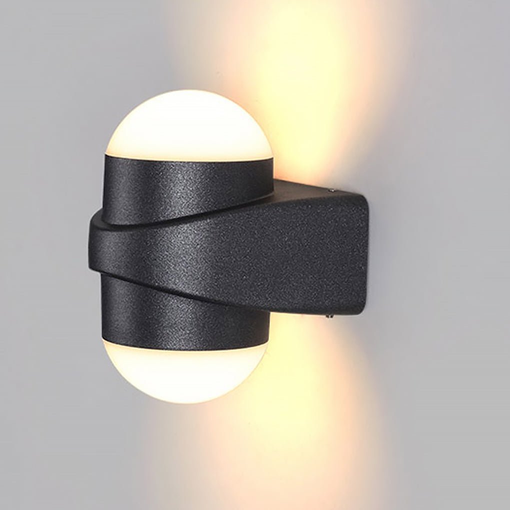 Round Waterproof LED Black Modern Up and Down Lights Outdoor Wall Sconces-Lighom
