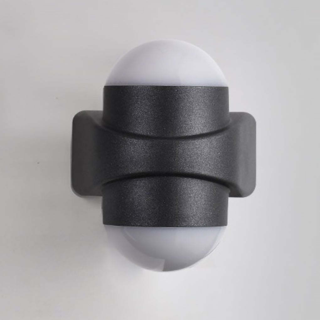 Round Waterproof LED Black Modern Up and Down Lights Outdoor Wall Sconces-Lighom
