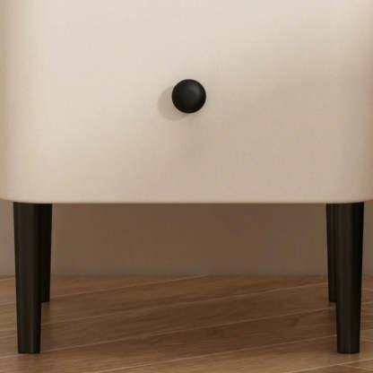 Minimalist White Marble Top Nightstand with Drawers — Light Gray