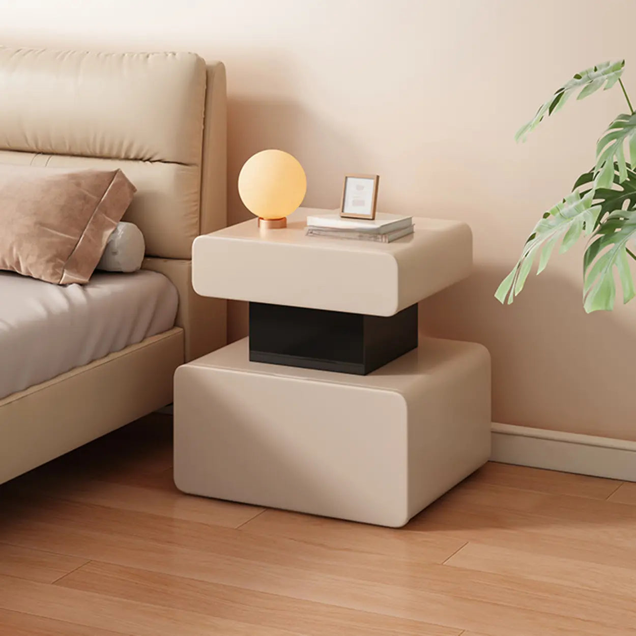 Minimalist White Nightstand with Drawer