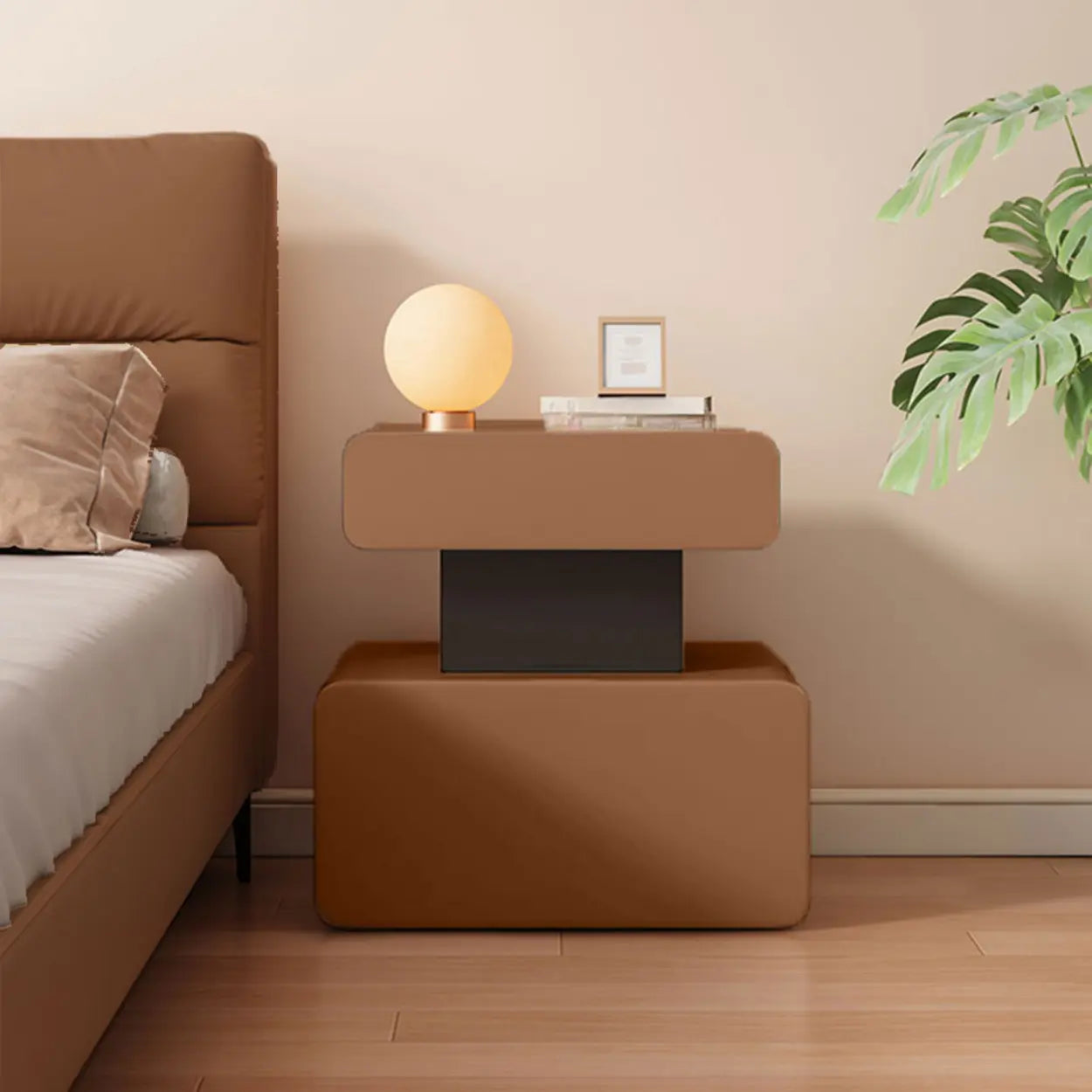 Minimalist White Nightstand with Drawer — Off-White