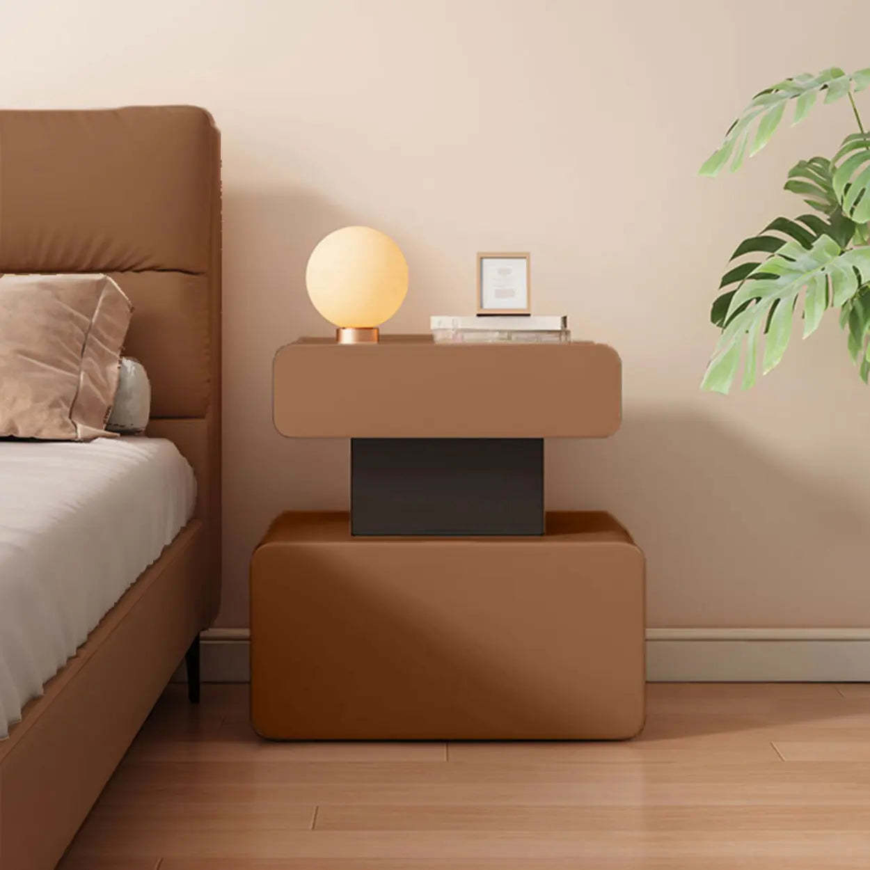 Minimalist White Nightstand with Drawer — Off-White