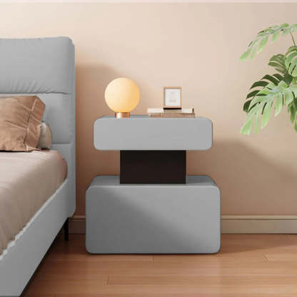 Minimalist White Nightstand with Drawer — Blue