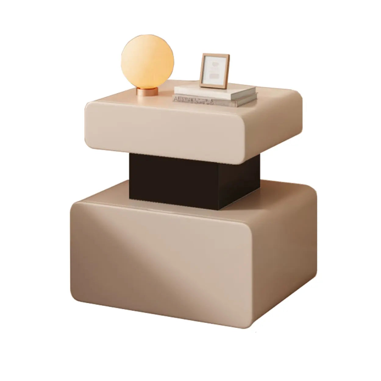 Minimalist White Nightstand with Drawer — Green
