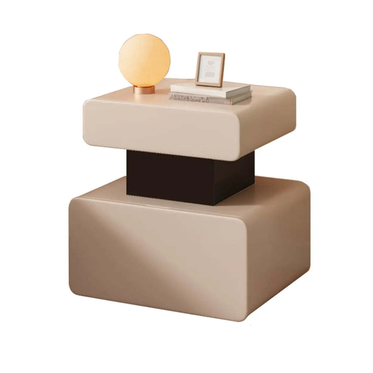 Minimalist White Nightstand with Drawer — Green