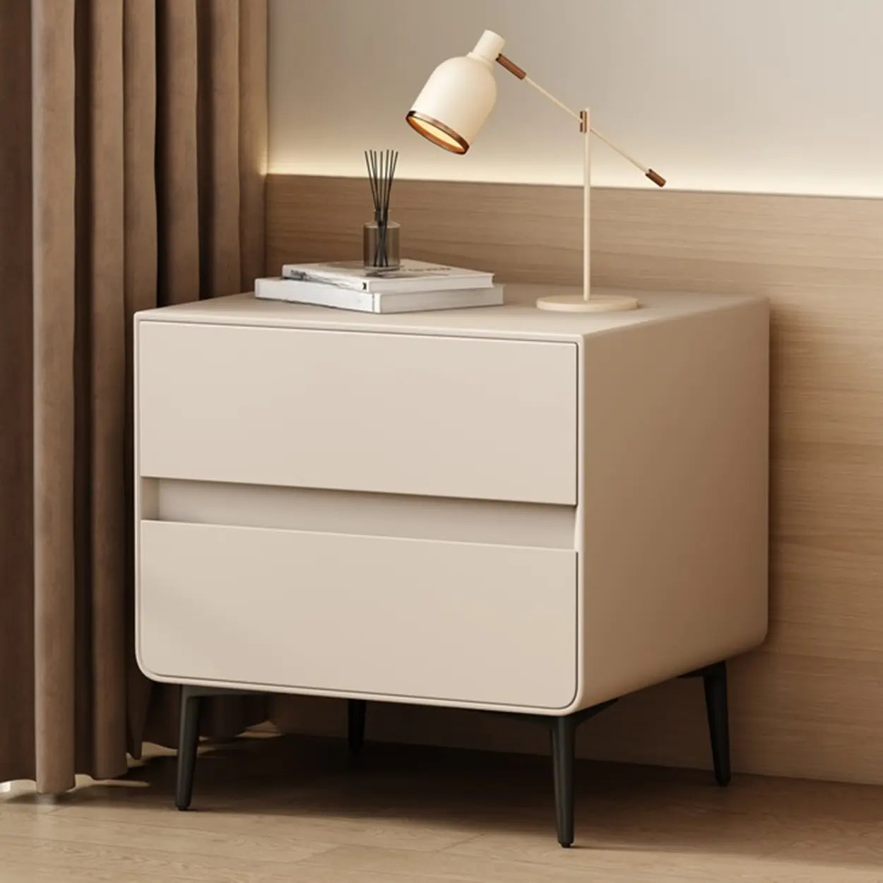 Minimalist White Nightstand with Drawers