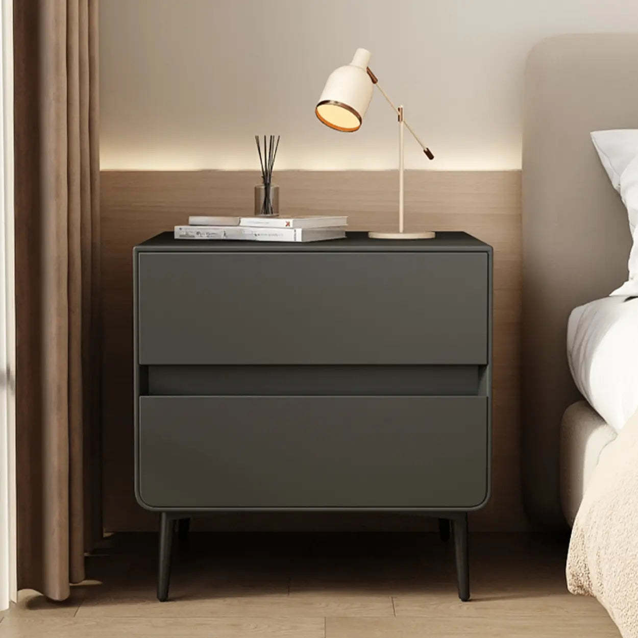 Gray modern drawers nightstands — 16" L x 16" W x 20" H / Black