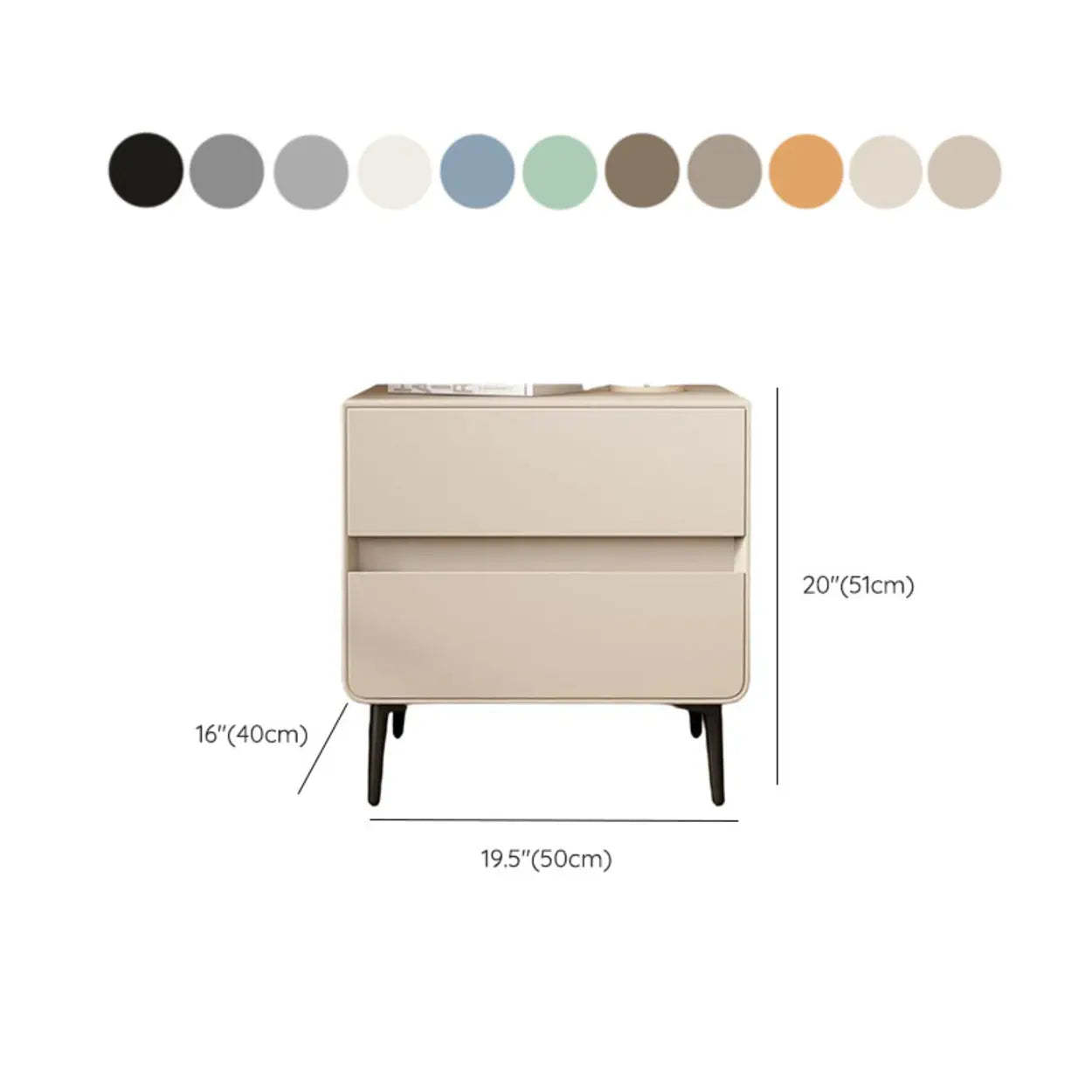 Minimalist White Nightstand with Drawers — Orange