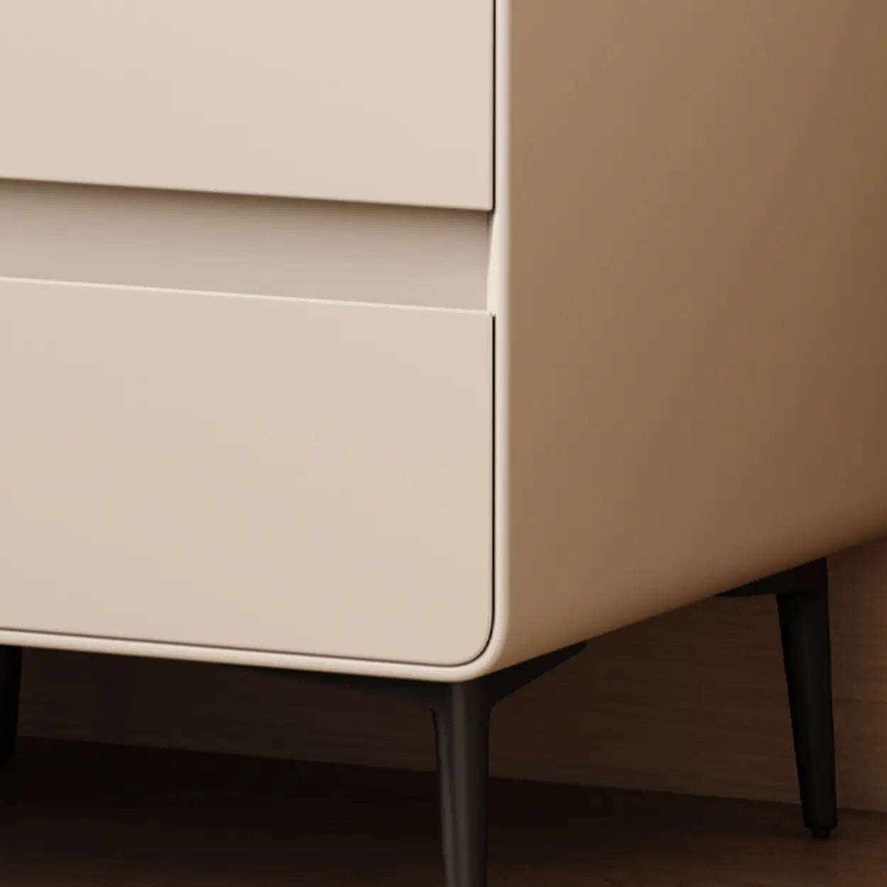 Minimalist White Nightstand with Drawers — Off-White