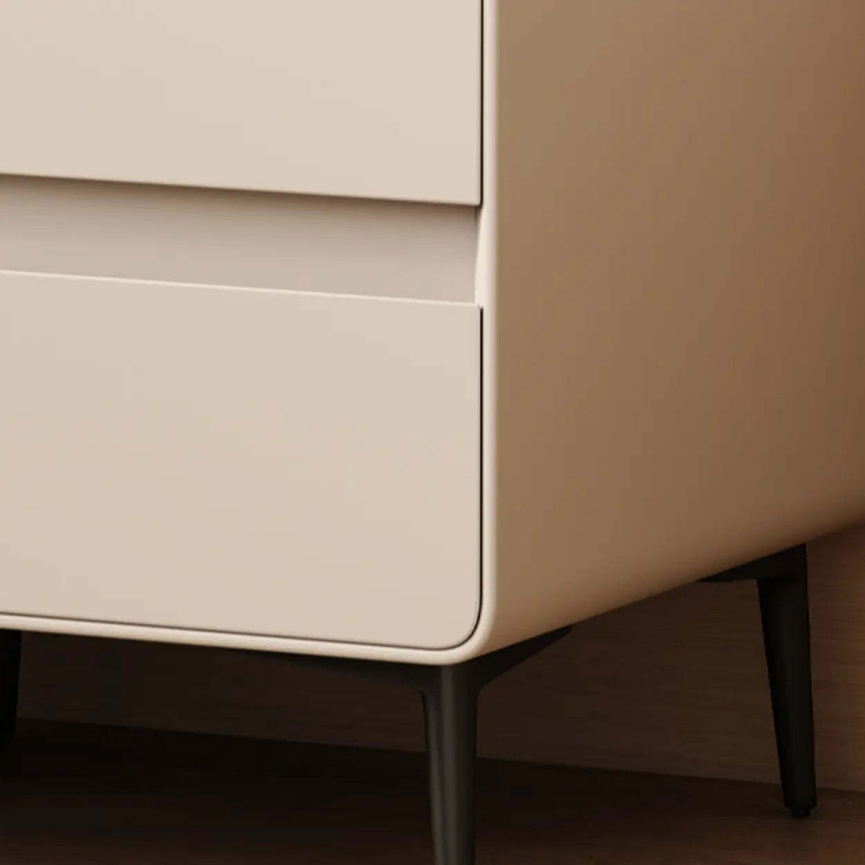 Minimalist White Nightstand with Drawers — Off-White