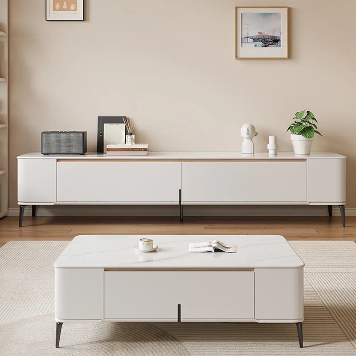 Minimalist White TV Stand